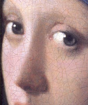 ¿Por qué nos mira así la joven de la perla? (II). Detalle. La joven de la perla. Johannes Vermeer. 1665-1666. Museo Mauritshuis (La Haya).